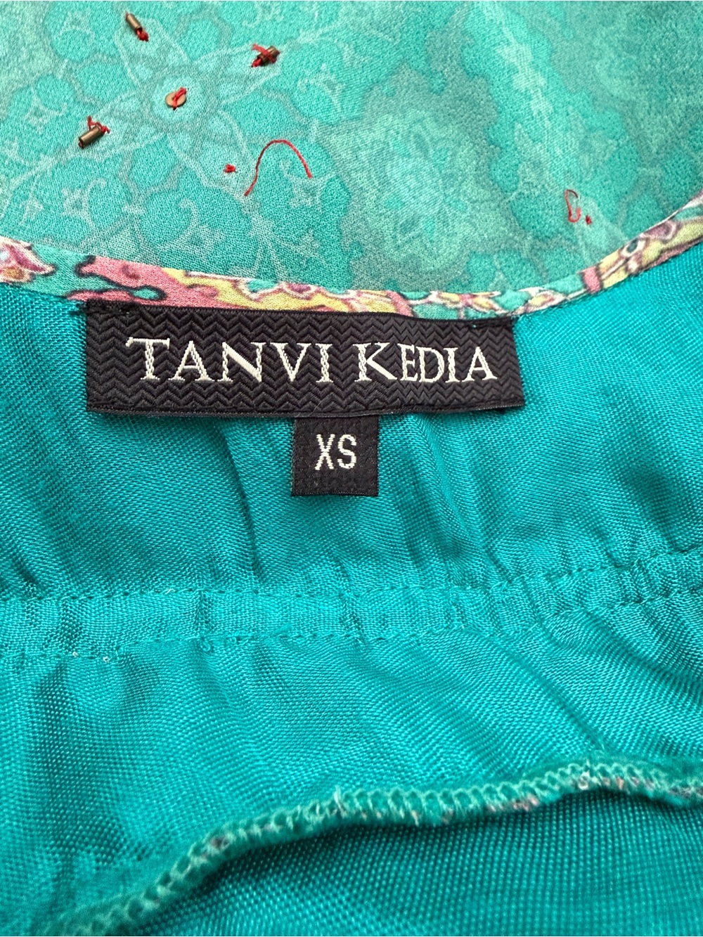 Boho Teal Print Tassel Peasant Dress - Picture 10 of 11
